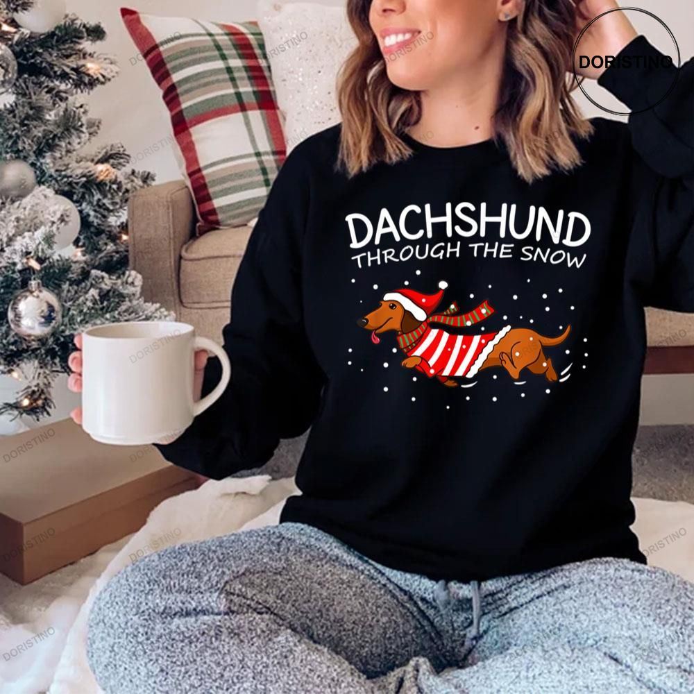 Dachshund through the outlet snow christmas sweater